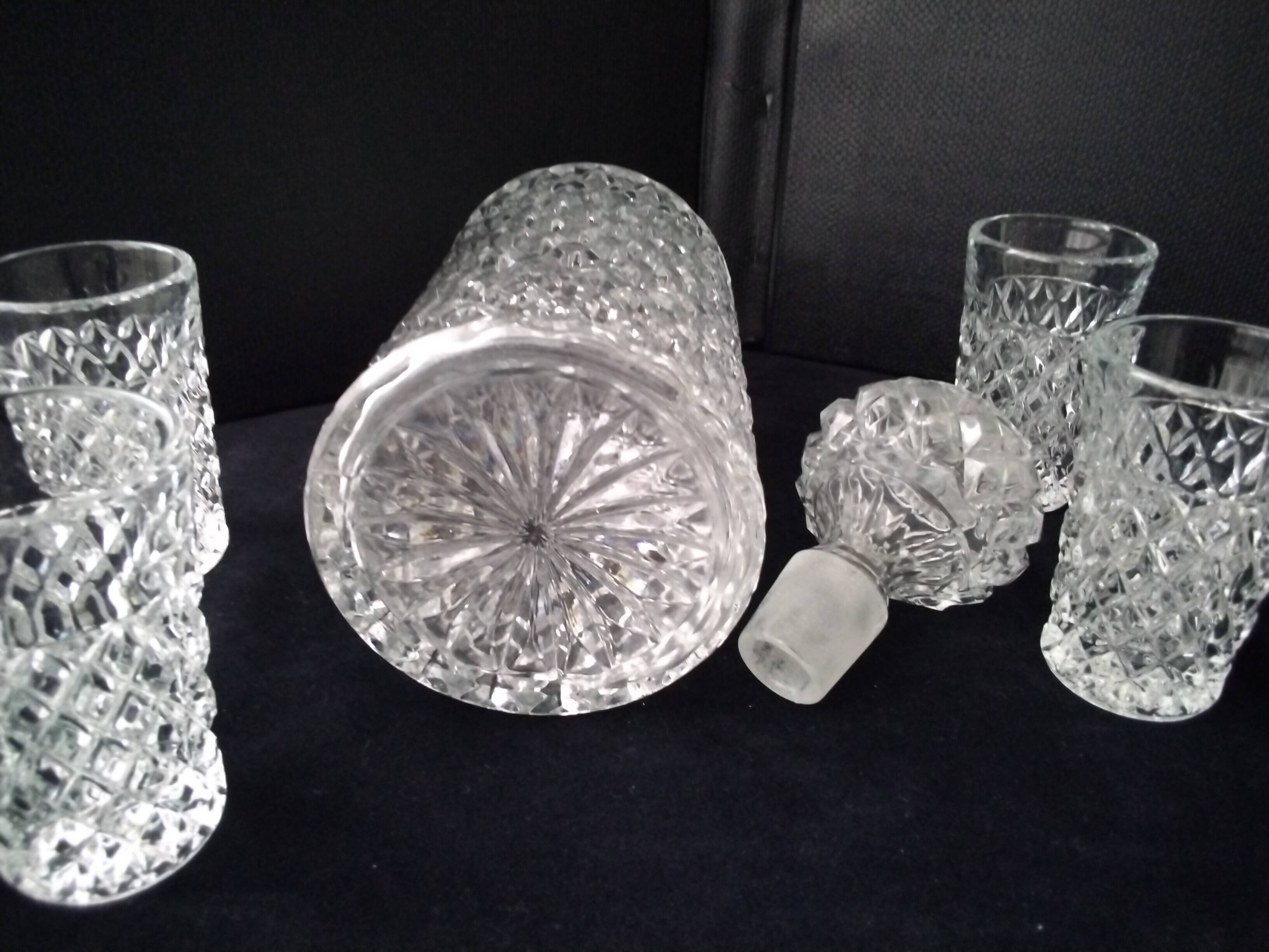 Vintage port service in diamond cut glass