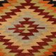Tapis Kilim en laine fait main tribal noir orange 6x8