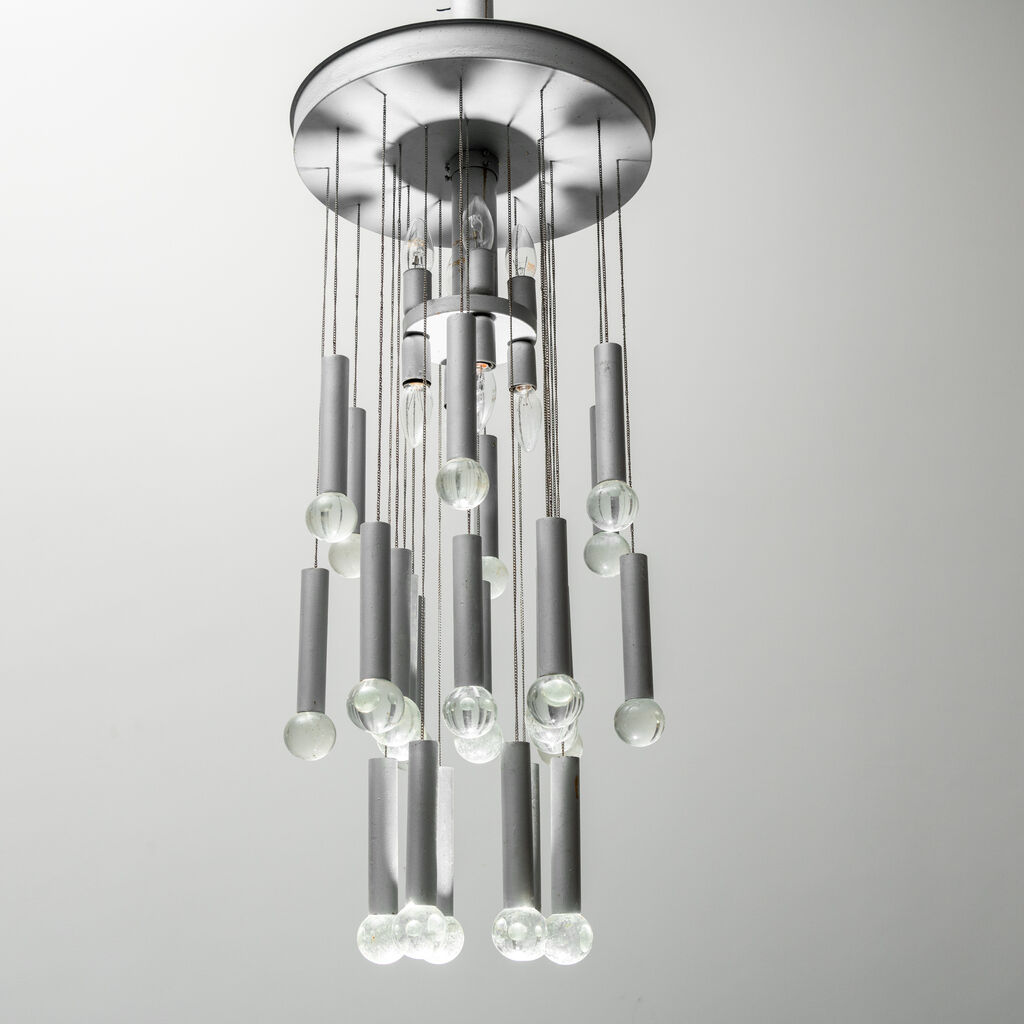 Chandelier 8 lights 24 pendants sciolari 70s vintage modern