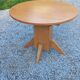 1950s round oak table, 2 heights, central quadripod leg