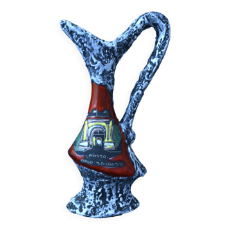 Italian enameled ceramic pitcher / vase - L'Arc d'Auguste.