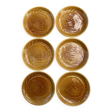 6 grandes assiettes barbotine gien poisson