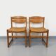 Pair of vintage sleigh chairs in beech wood and cane from the 70s