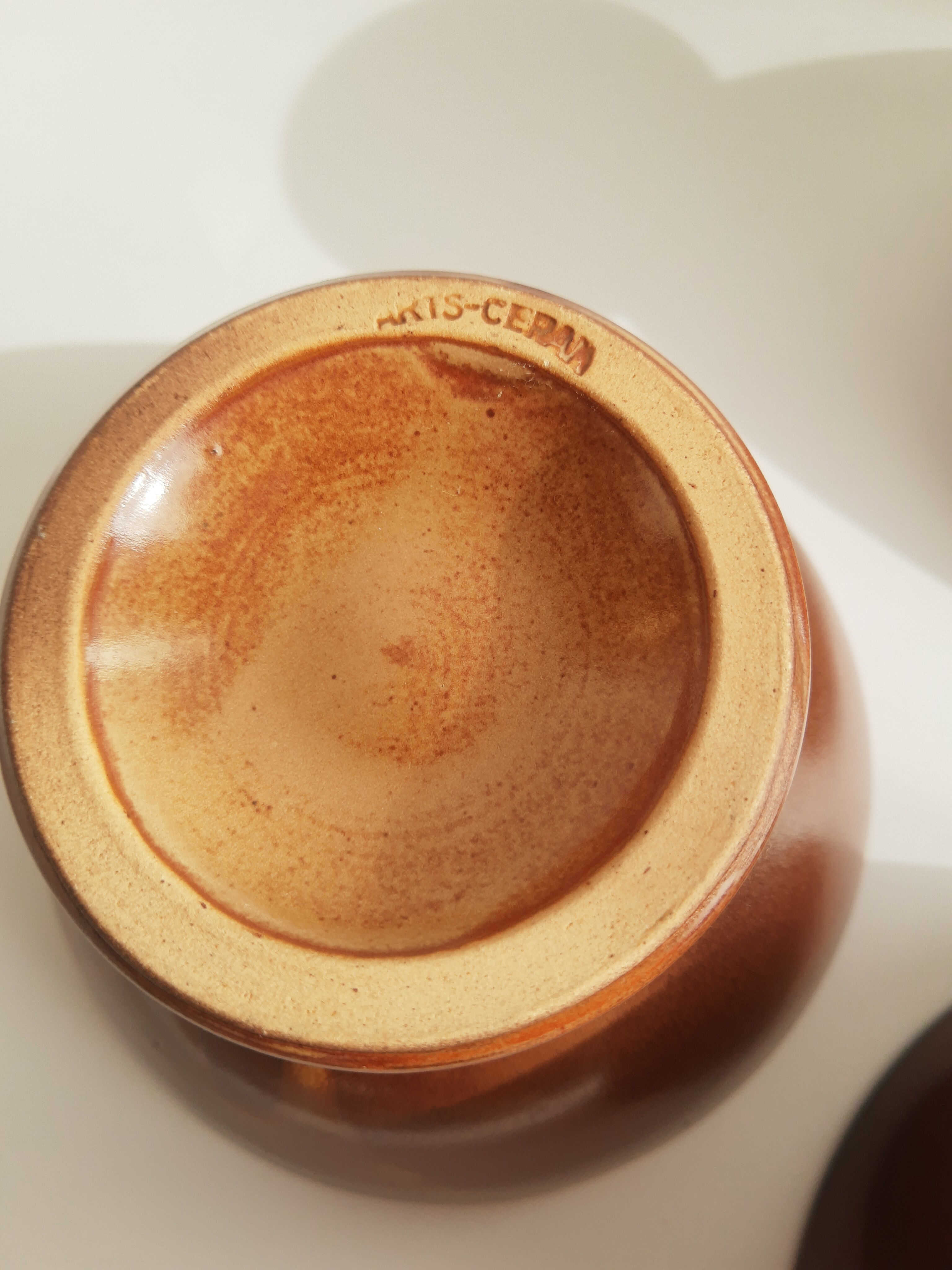 Set of 3 vintage ceramic arts brown piedouche bowls