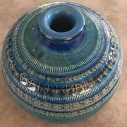 Vase ceramic blue Aldo Londi for Flavia Montelupo faïence vintage 60/70 italy