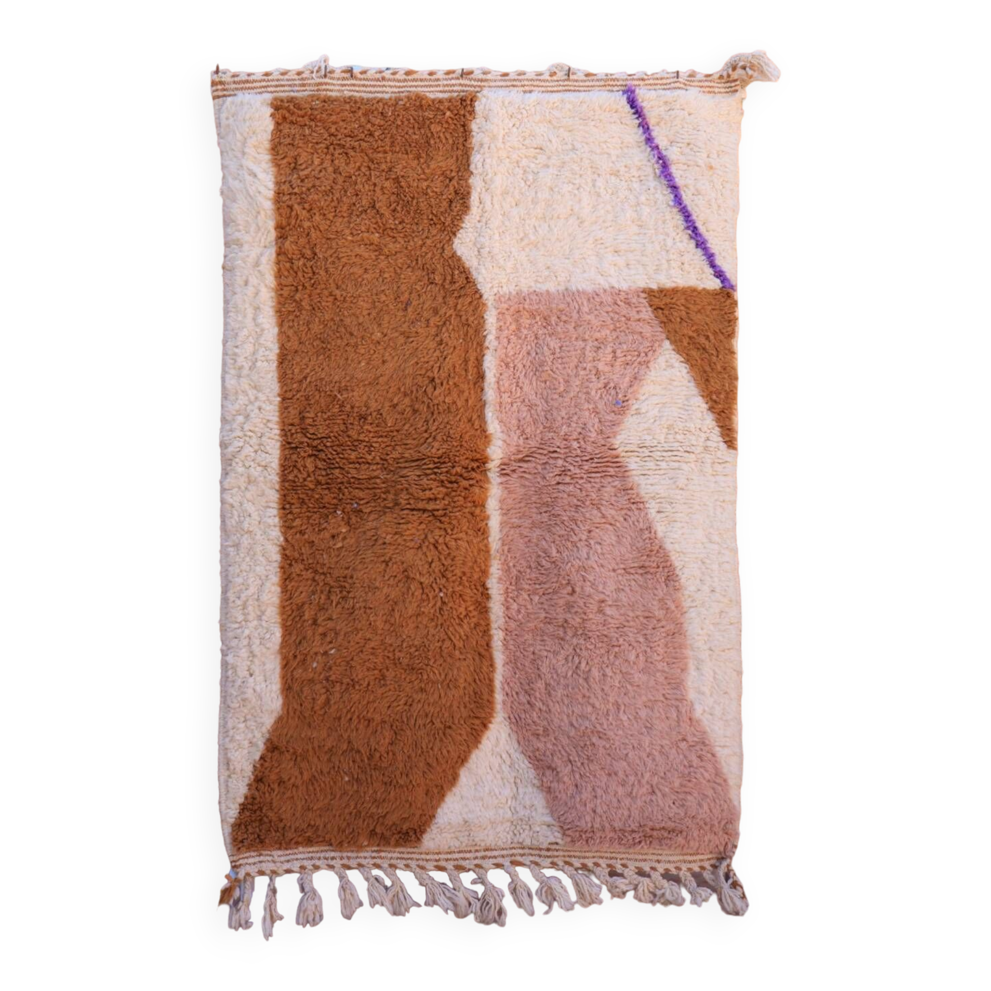 Tapis marocain berbère marron beige rosé moderne