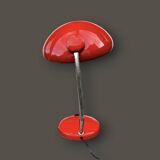 Vintage red lacquered metal desk lamp – Space Age / Bauhaus style