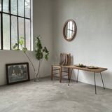 Table basse osier tressé et métal 1960