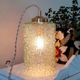 Vintage stroller to put down or hang with lampshade in bubbled glass