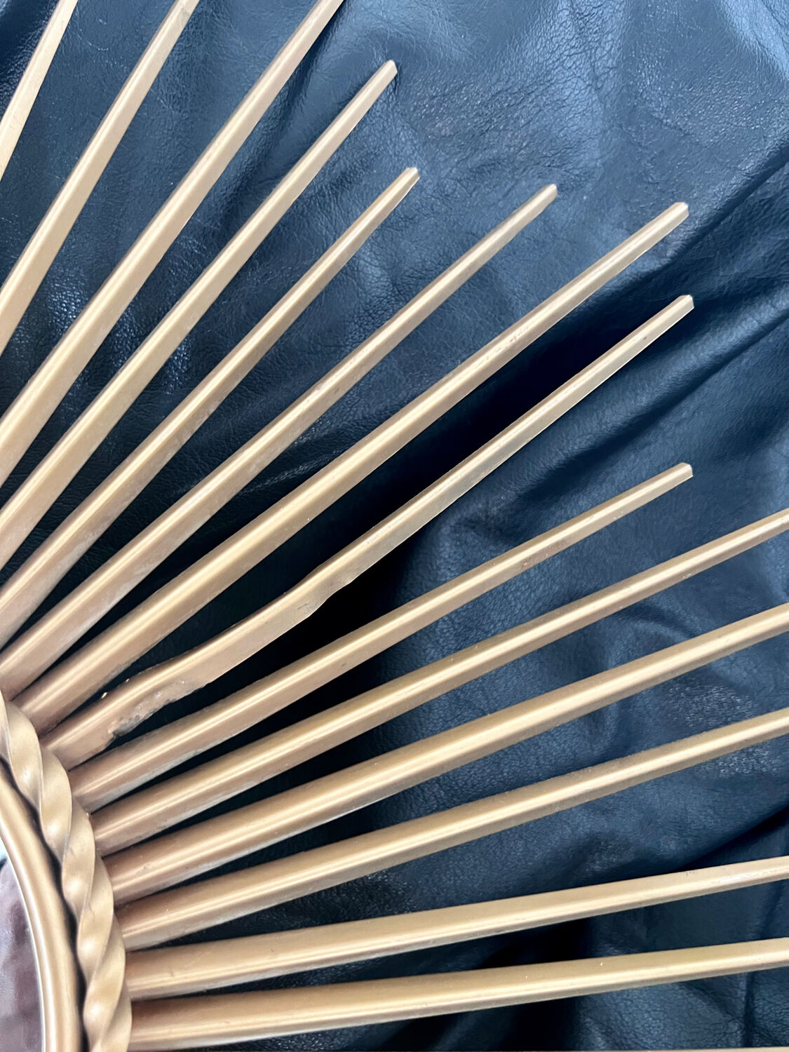 Old sun mirror in gold metal design from the 60s Chaty Vallauris