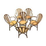Lot de 6 fauteuils en rotin