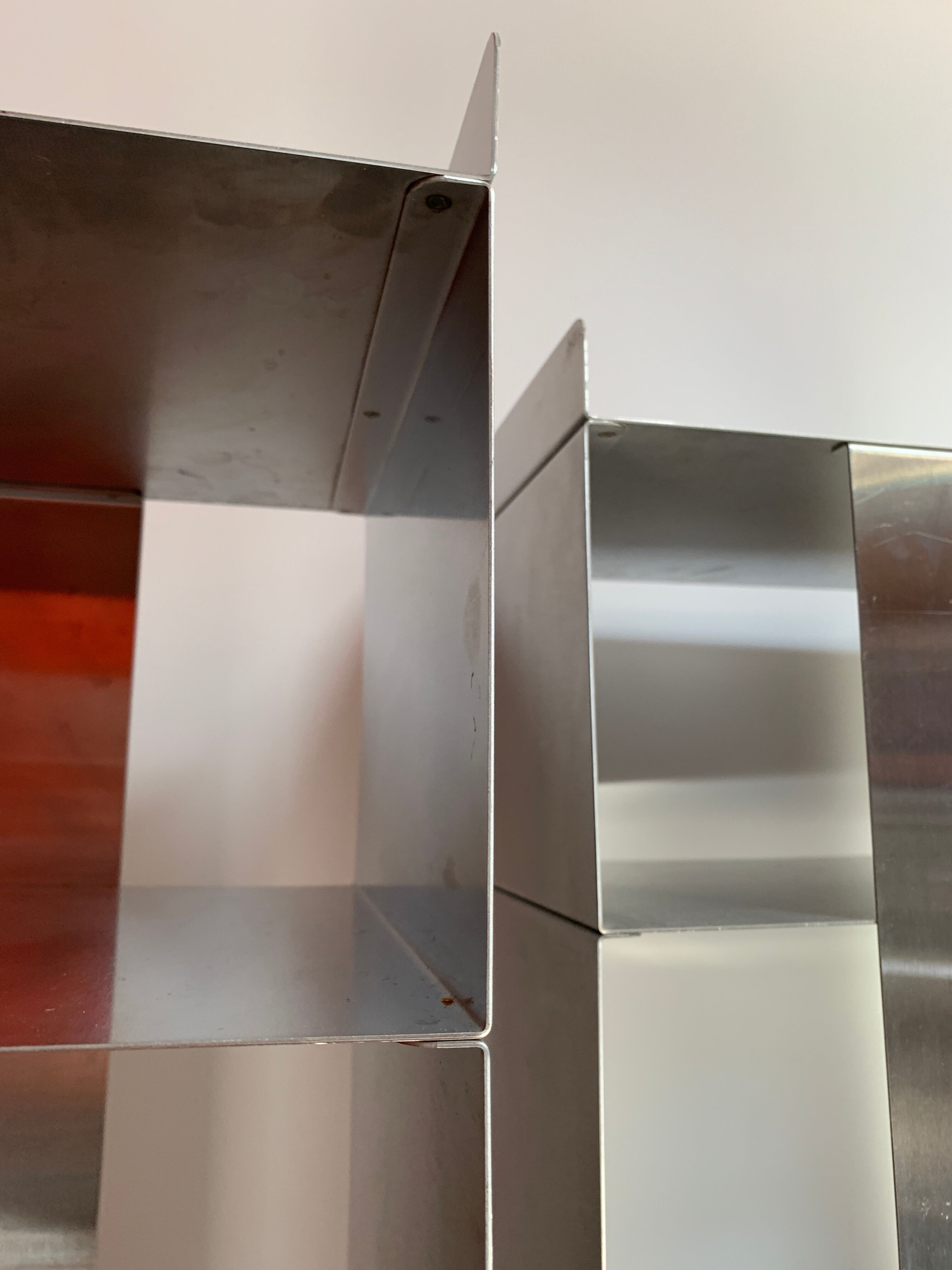 Pair of brushed aluminum bedsides