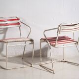 Anciennes chaises empilables d’extérieur (vers 1920). Ensemble de 2 pièces