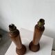 Paire de lampes de table bois chêne années 50