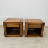 Pair of vintage Maison Regain elm bedside tables