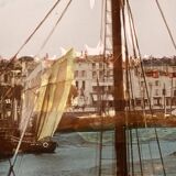 painting fixed under glass port of La Rochelle 19th century