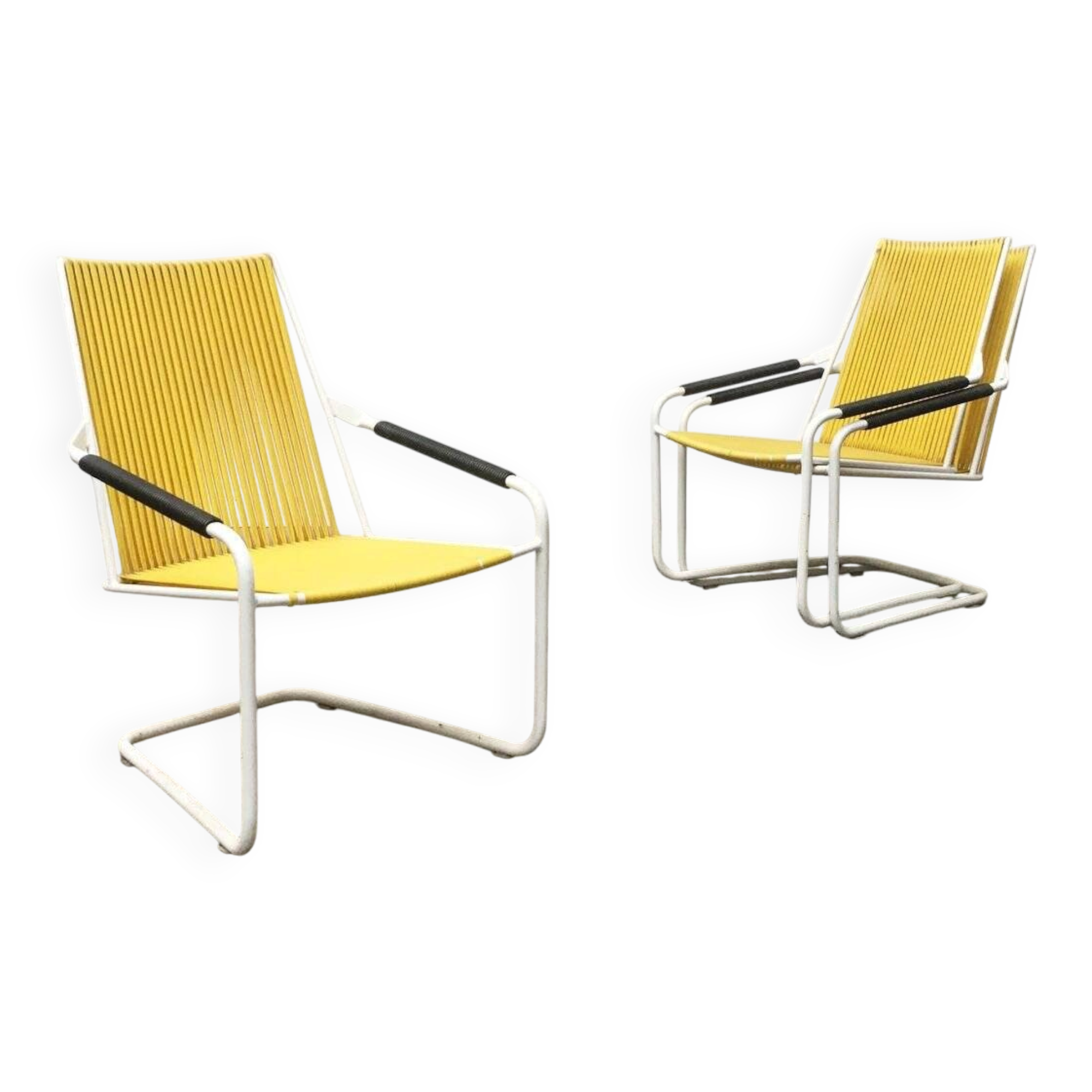 Mid-century Modern German Mauser stackable garden chairs, set of 3.