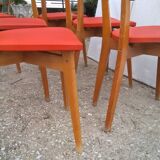 Set of 6 vintage red leatherette chairs