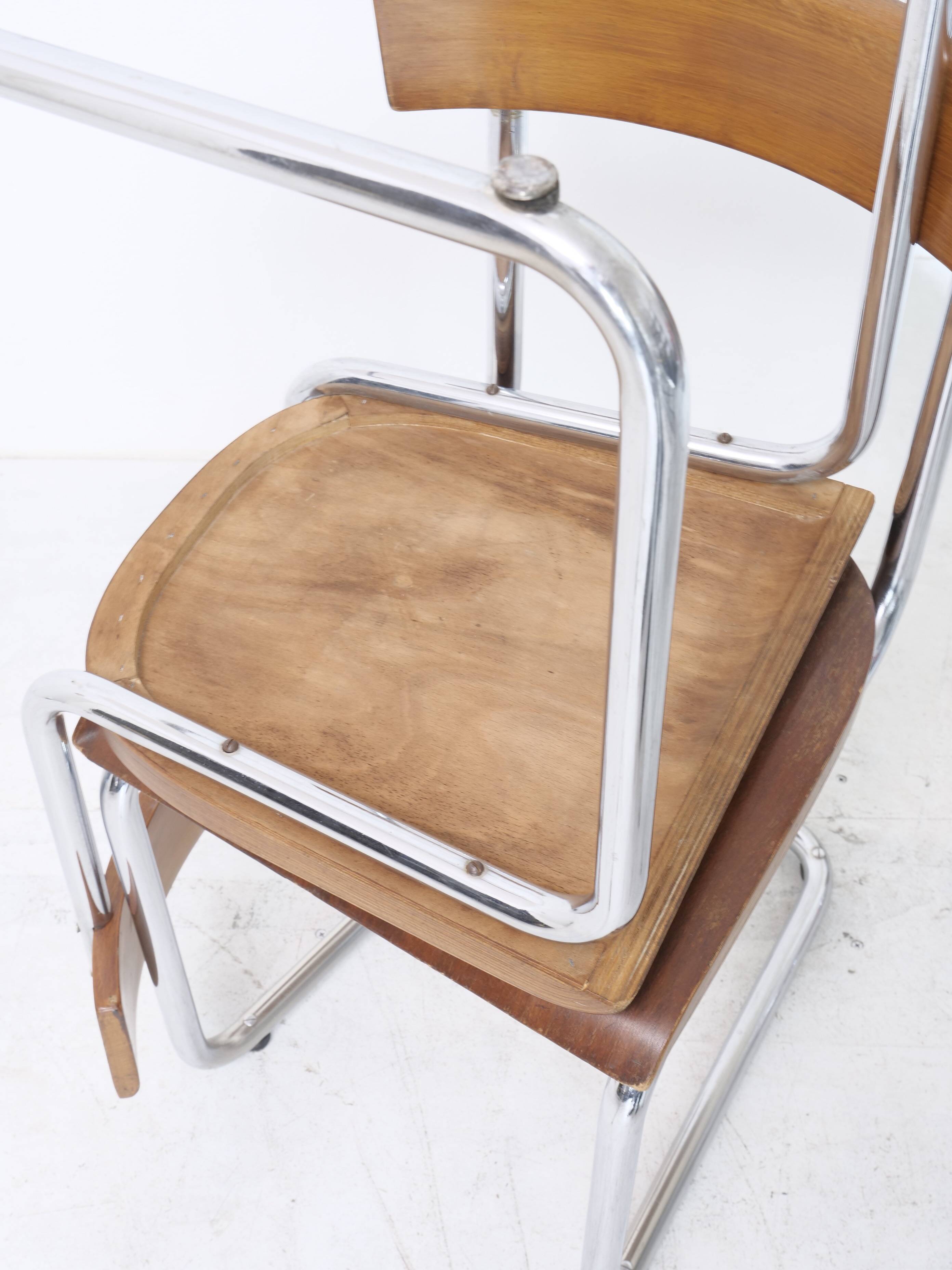 Bauhaus tubular design chairs, pair