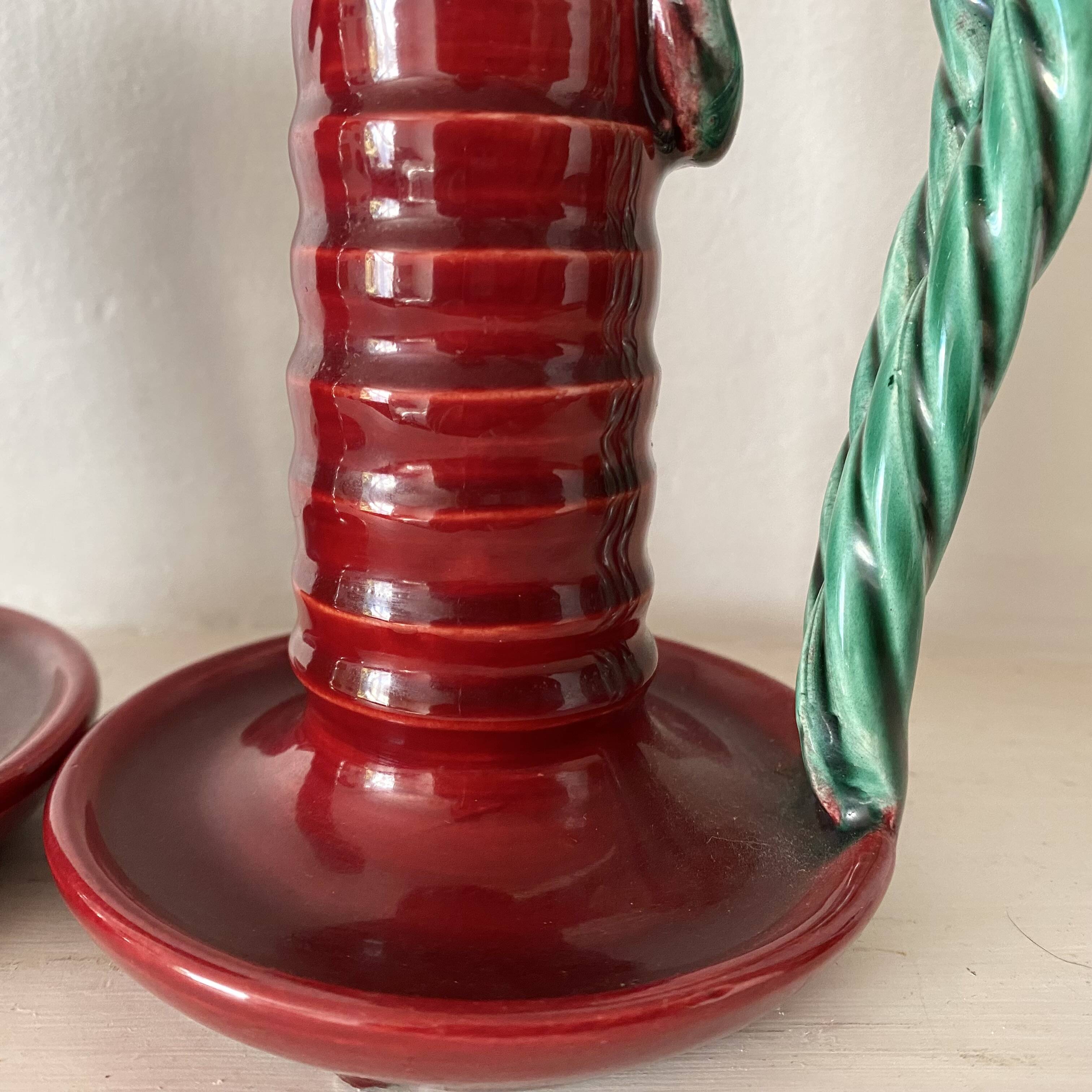 1950s earthenware candlesticks