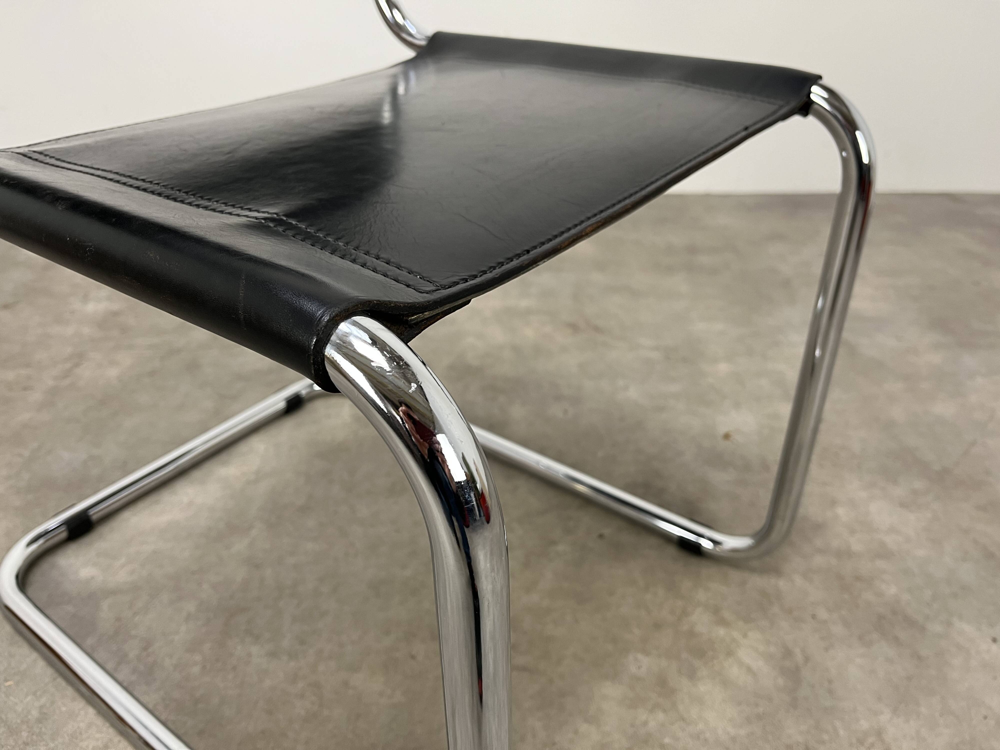 B33 chair black leather, 1980, Marcel Breuer