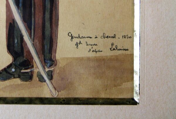 Gendarme à cheval , aquarelle, XXème siècle