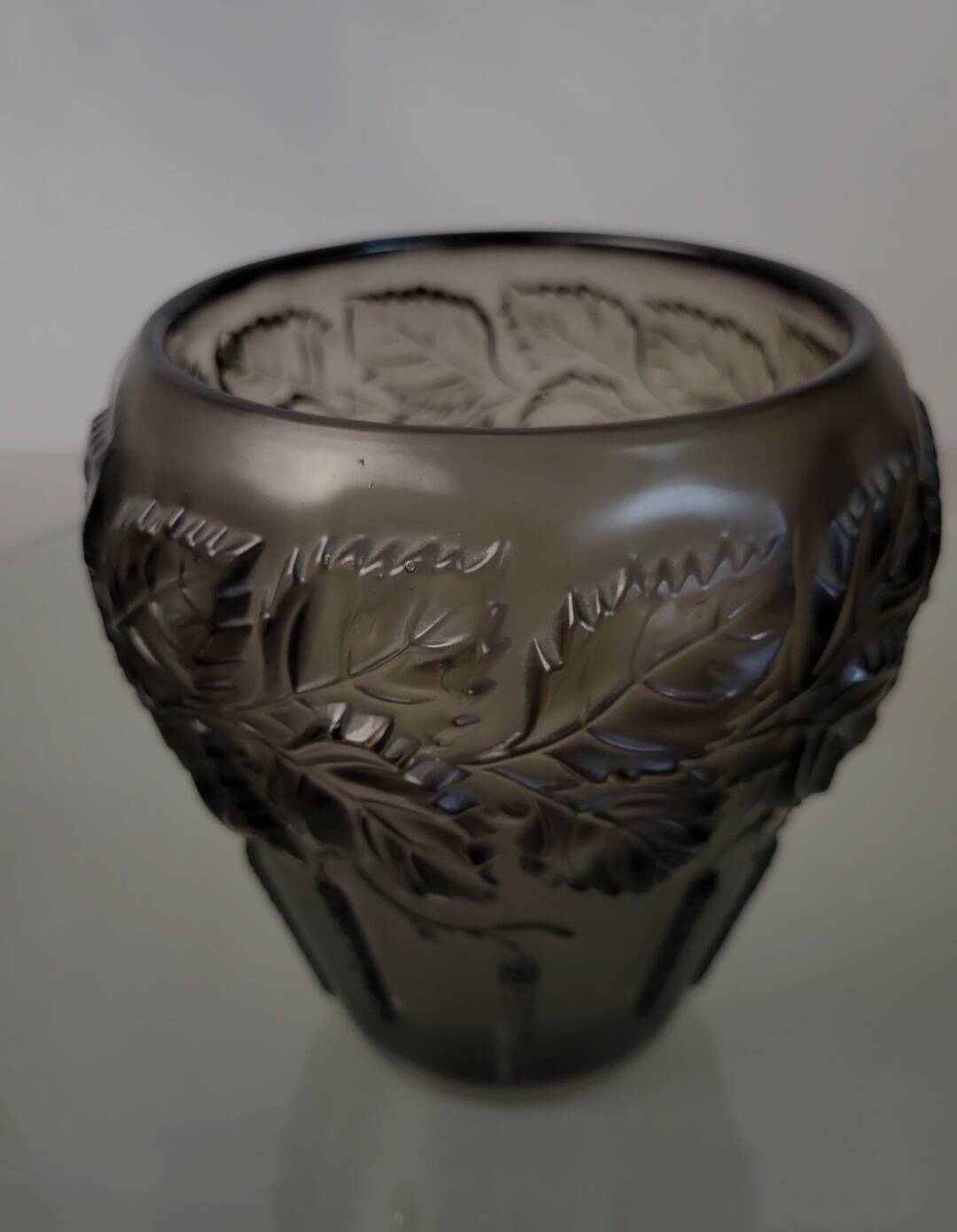 Vase art déco, fumée persglas avec décor, Barolac Josef Inwald, période 1930