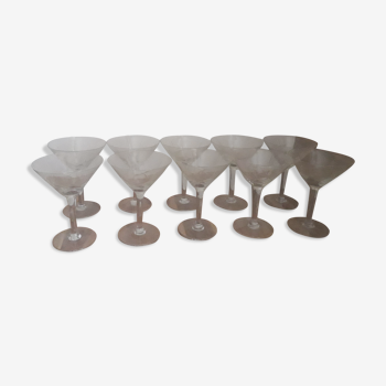 Set de 10 coupes à champagne, verre gravé