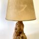 1950s wooden lamp, recent 2M fabric cable, tracing lampshade