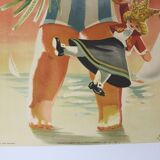 Original poster Oslo Norway doll 1962 Yran Knut boat beach travel railway tourism