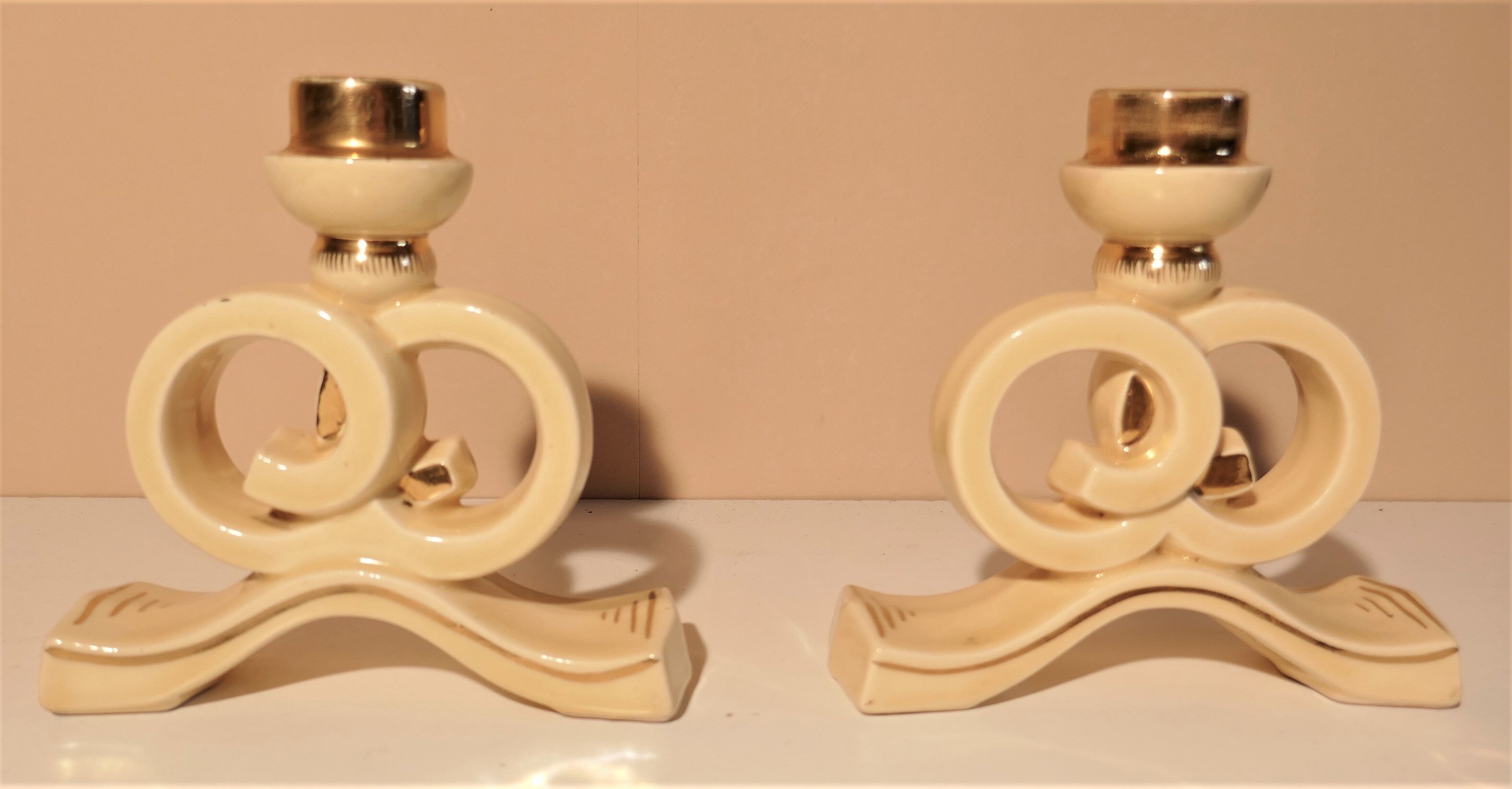 Art Deco ceramic candlesticks