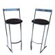Paire de tabourets vintage des années 70 - Design minimaliste en chrome et cuir