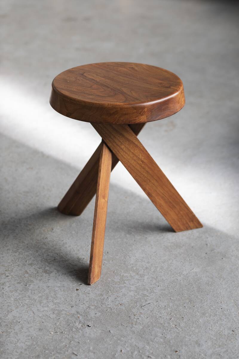 Elm wood stool 'S31' by Pierre Chapo, France, 1974