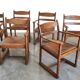 Serié de 6 fauteuils de salle á manger Brutalistes en chêne Mid-century
