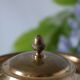 Old glass and brass cookie bucket