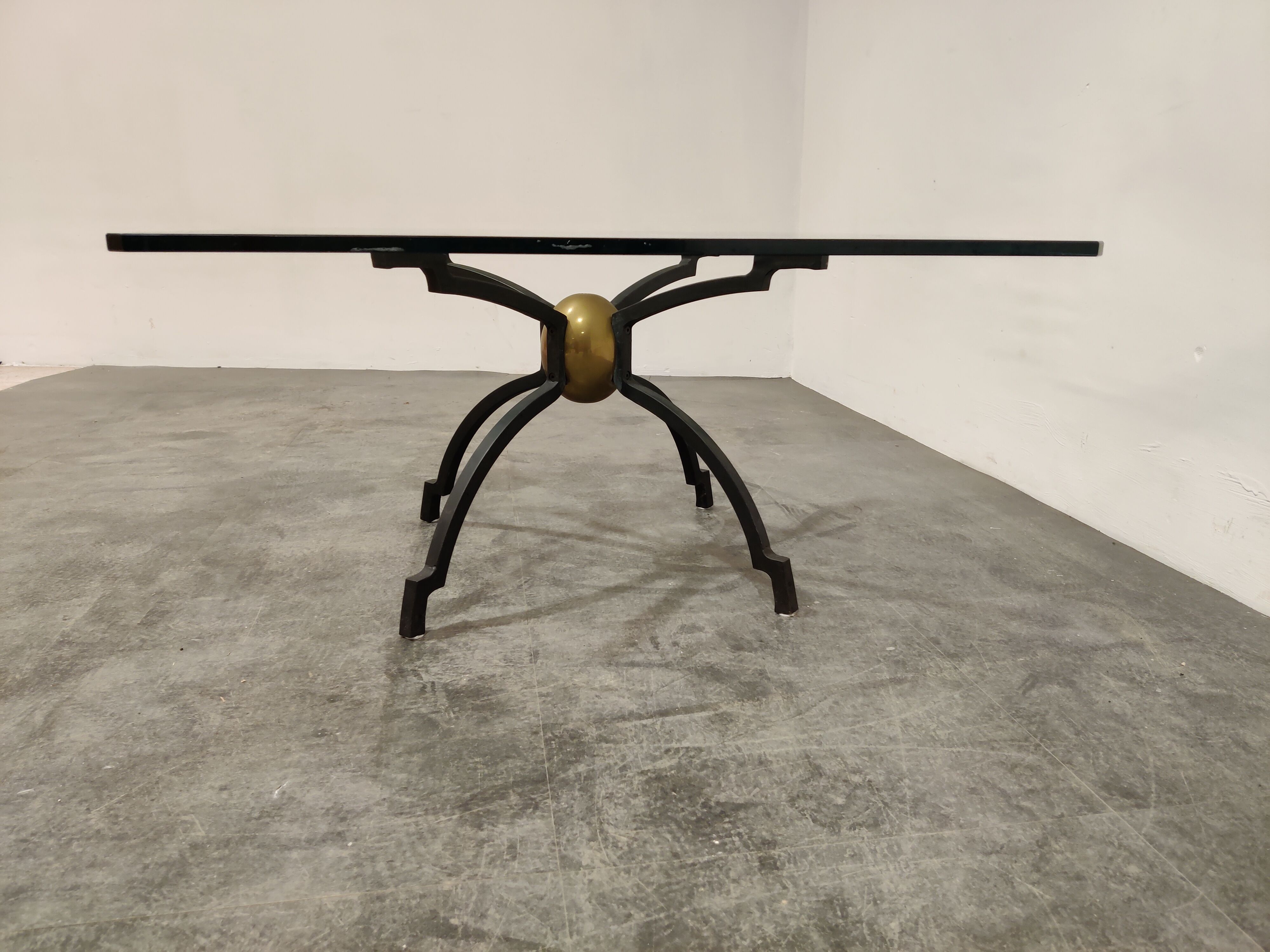 Peter Ghyczy iron and brass coffee table