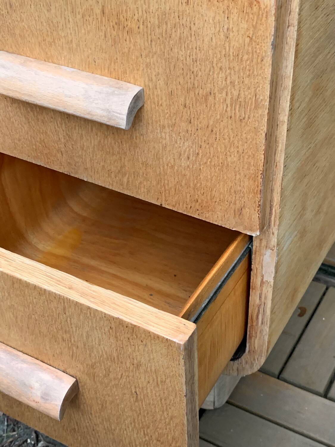 Art Deco dressing table in raw oak produced by Tatra Nabytok Czechoslovakia 1950