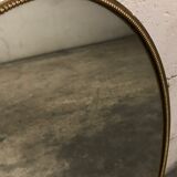 Gold brass oval mirror with vintage beaded décor 37x59cm