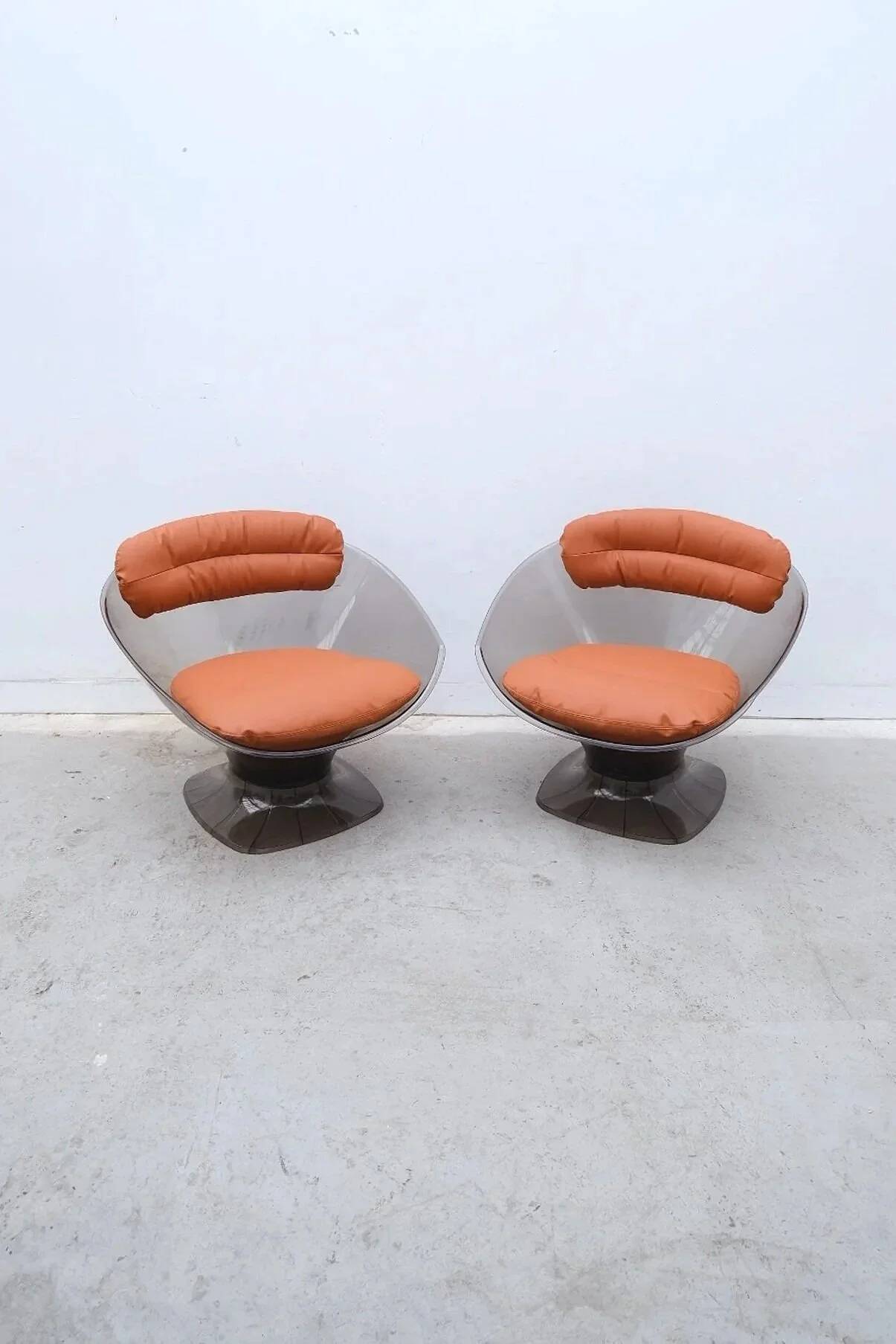 Pair of “Apollo” armchairs by Team TILLBERG for OVERMAN in plexiglass, 1970