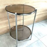 Round console 1970 chrome tube and smoked glass perfect condition