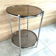 Round console 1970 chrome tube and smoked glass perfect condition