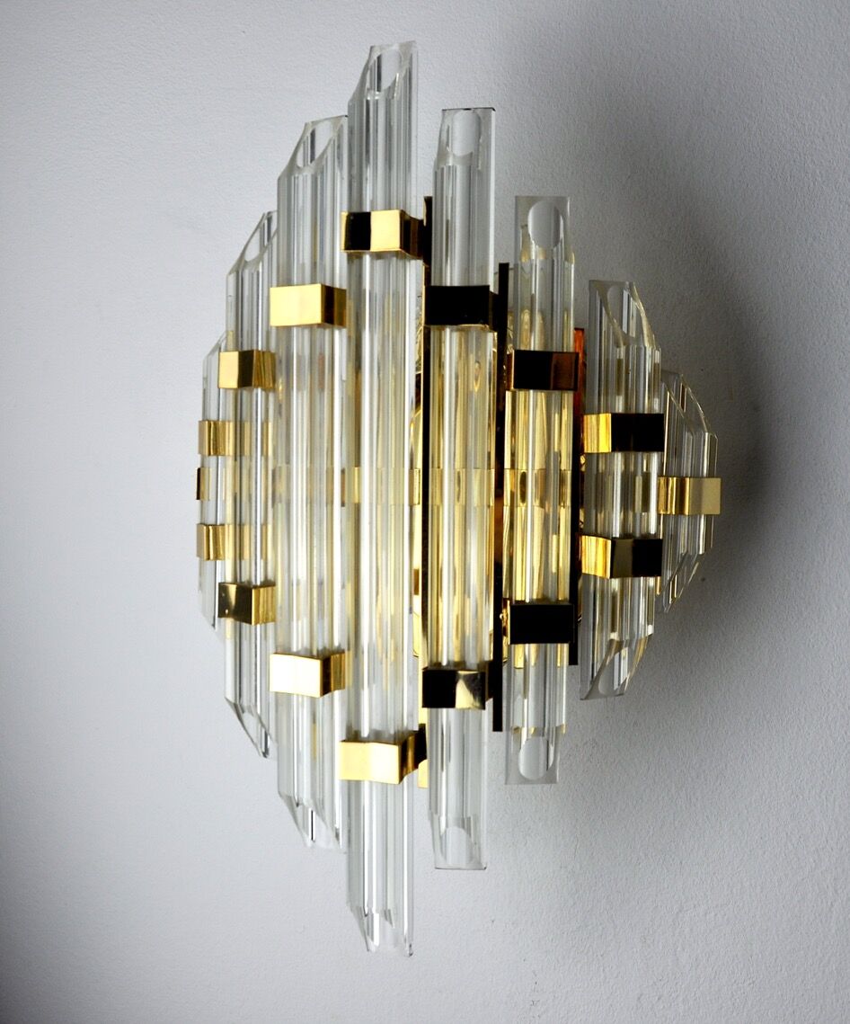Venini wall lamp, cut crystals, Italy, 1970