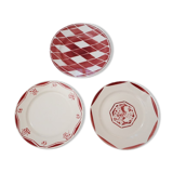 Set of 3 plates Sarreguemines, Lunéville and Moulin des Loups