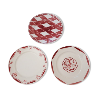 Set of 3 plates Sarreguemines, Lunéville and Moulin des Loups