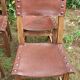 Lot 4 chaises espagnoles en cuir et bois