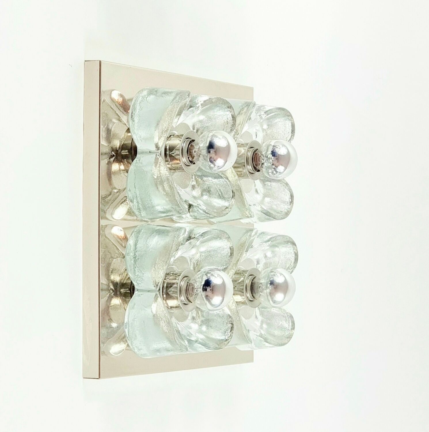 Applique murale florale XL des années 1960 en verre et chrome par Sische.