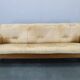 Canapé 3 places scandinave en chêne des années 1960 avec revêtement en cuir fin