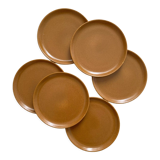 6 assiettes plates en grès vintage