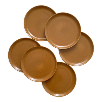 6 vintage stoneware dinner plates
