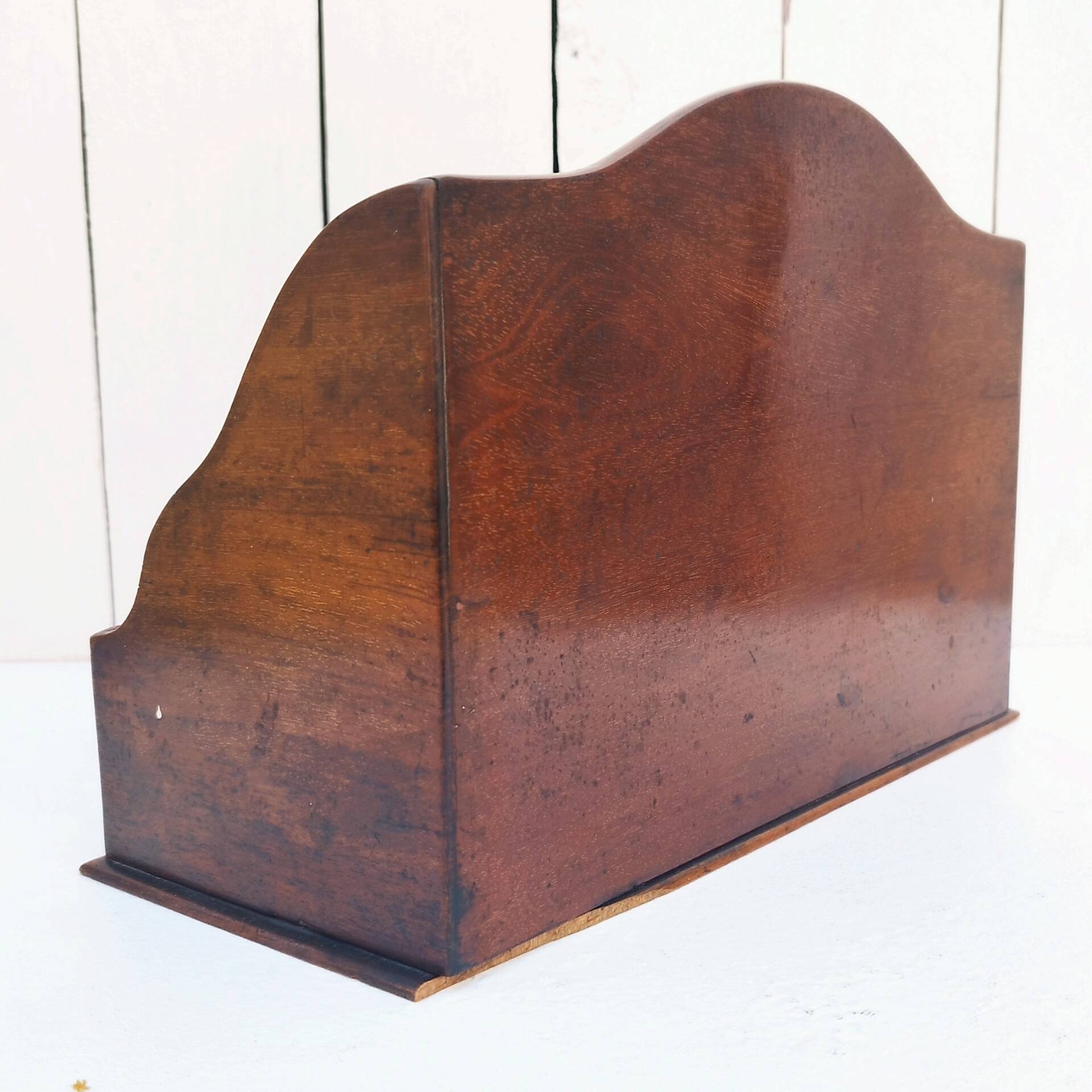 Varnished wooden letter holder vintage office accessory